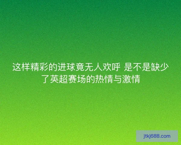 这样精彩的进球竟无人欢呼 是不是缺少了英超赛场的热情与激情