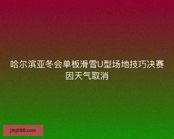 哈尔滨亚冬会单板滑雪U型场地技巧决赛因天气取消